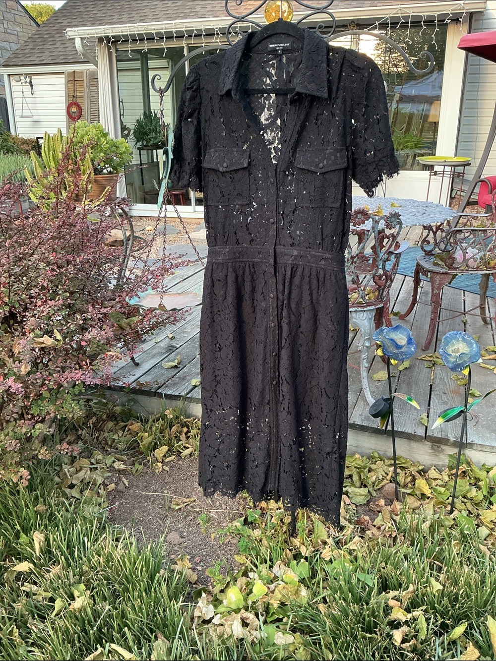 Generation Love Black Lace Midi Shirt Dress